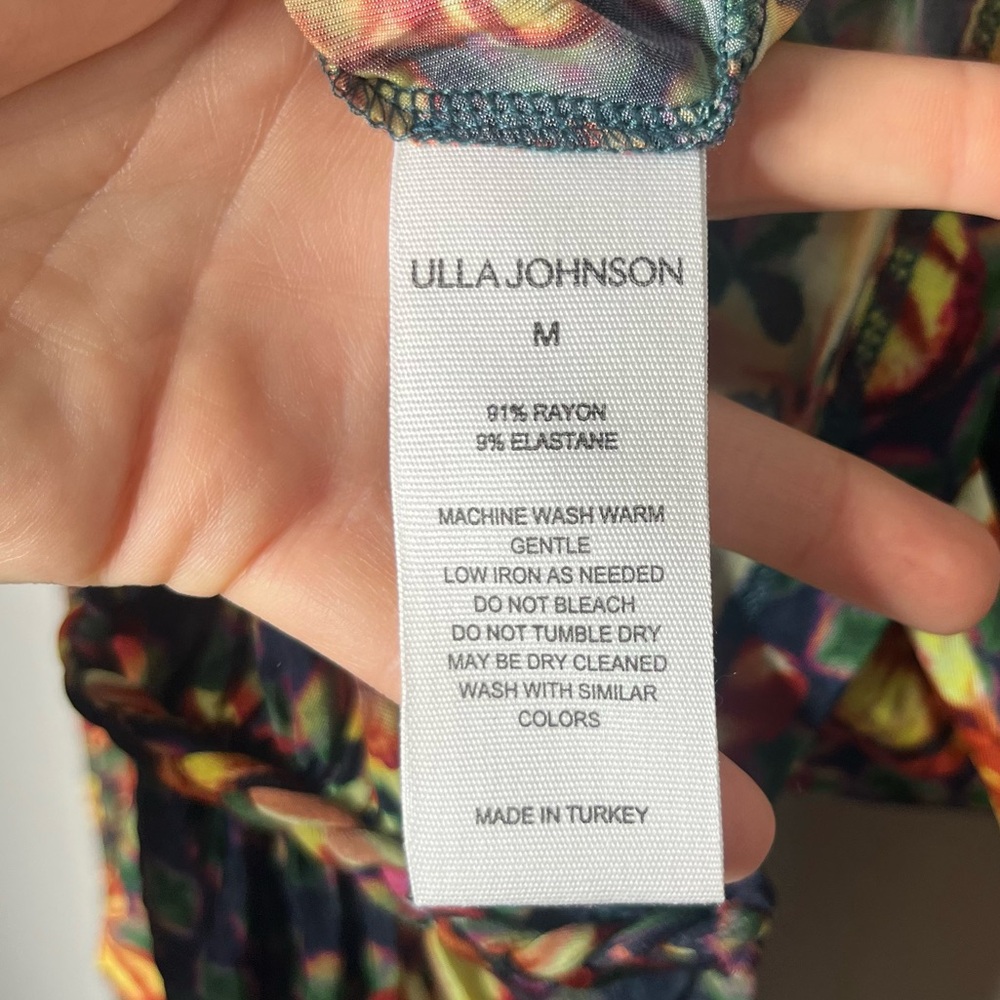 Ulla Johnson Evergreen Floral Mixed Print Ricci Long Sleeve Printed Jersey Top - Picture 6 of 11